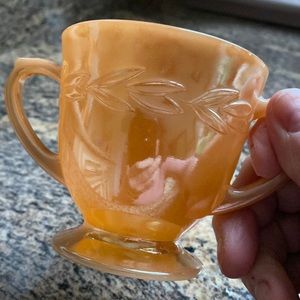 Vintage Fire King Glass peach lustre sugar bowl